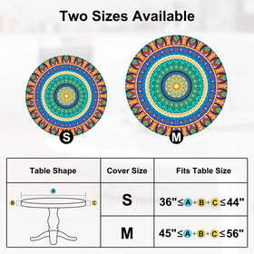 MHJY round tablecloth size M fits 45–56 inch tables.