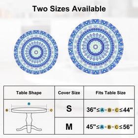 MHJY round tablecloth size S fits 36–44 inch diameter for a snug look.