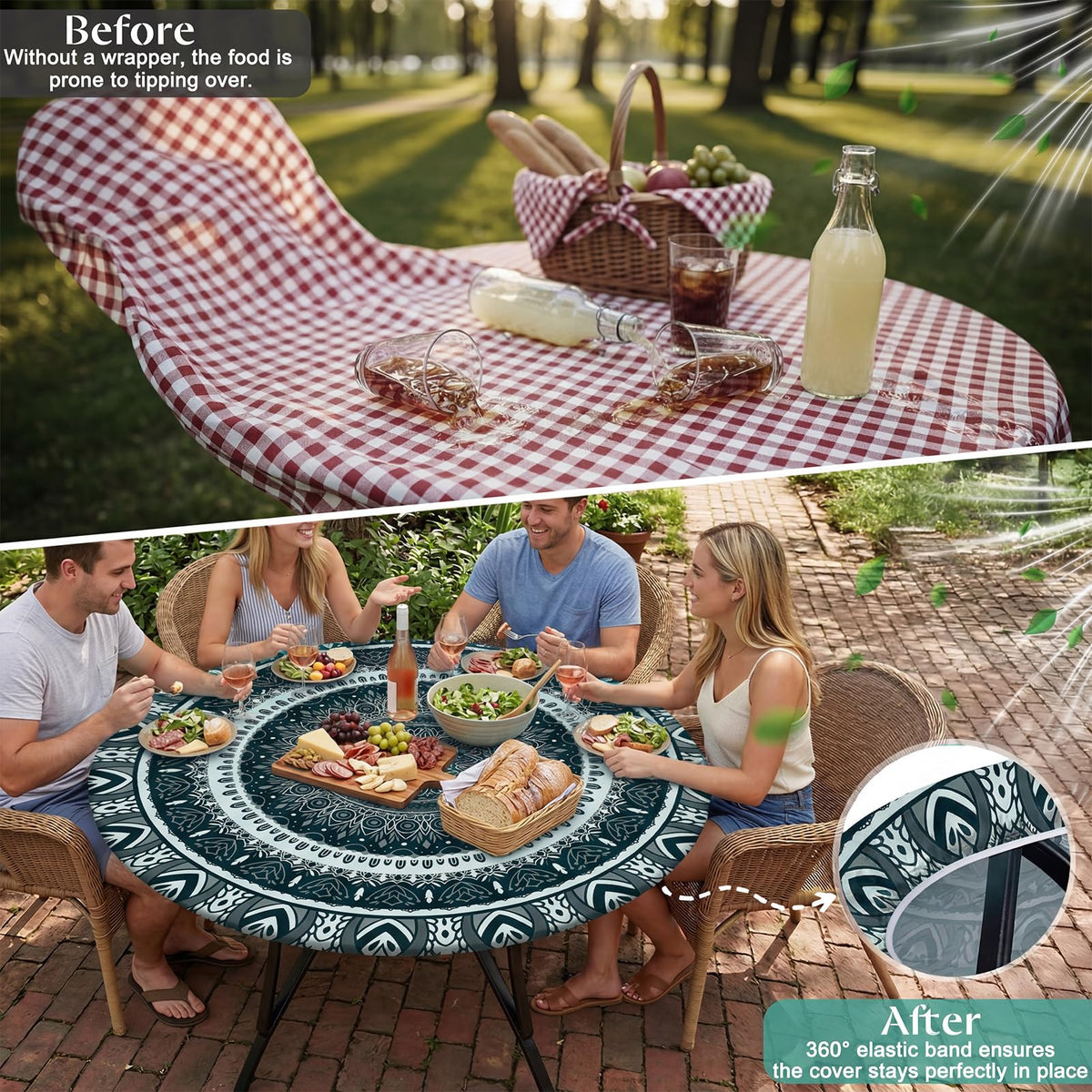 MHJY size S fits 36–44 inch tables for snug coverage.
