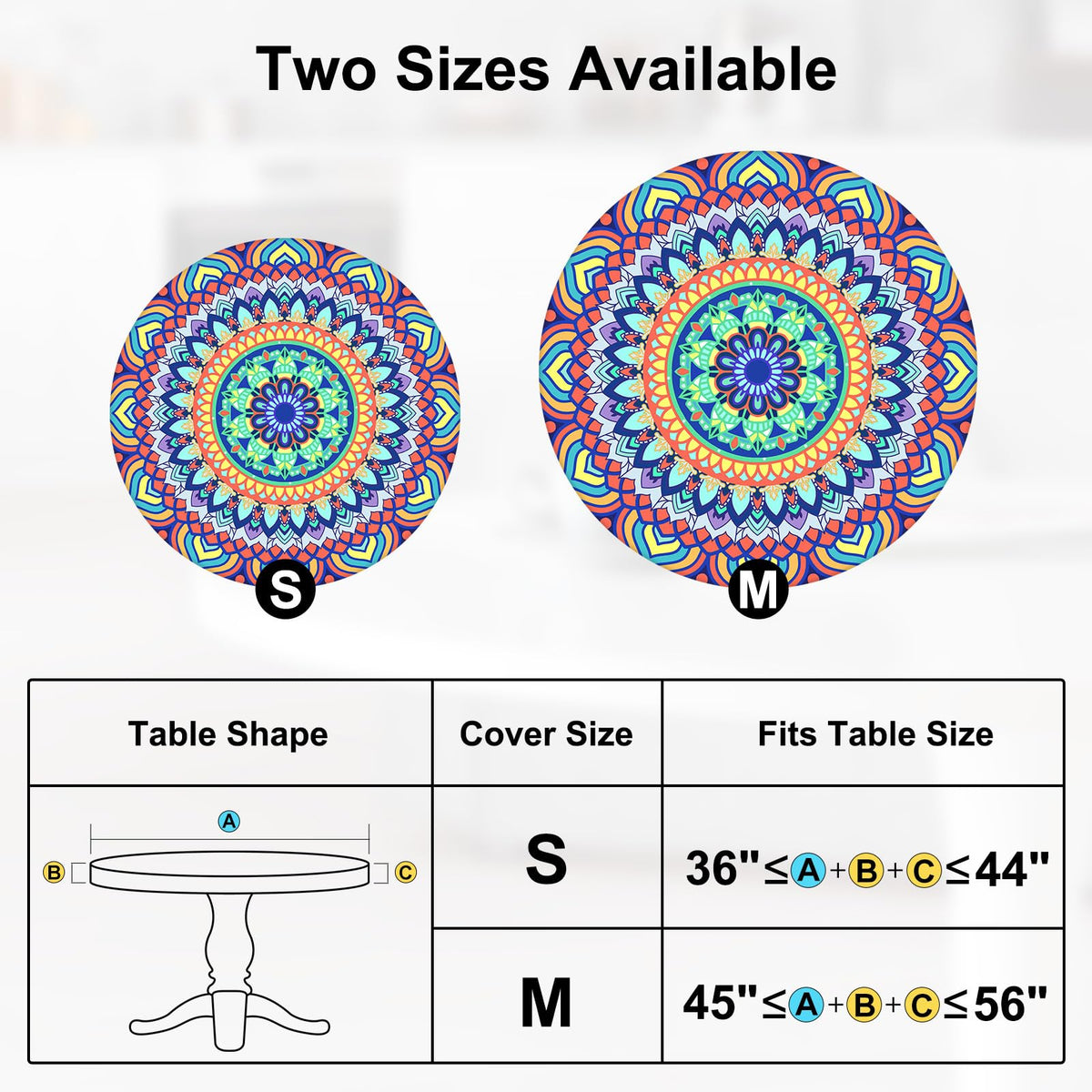 MHJY round tablecloth size S fits 36-44 inch tables for everyday dining