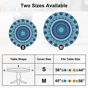 MHJY round tablecloth fits 36-44 inch tables for smaller circles.