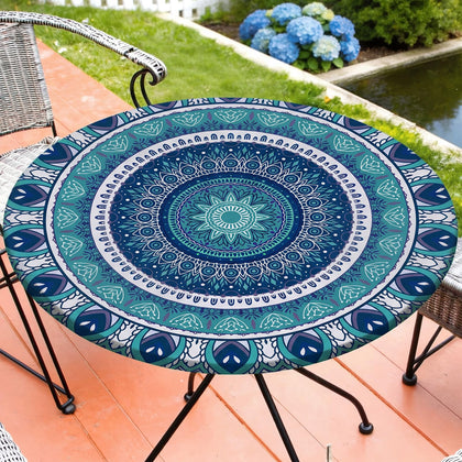 MHJY round tablecloth waterproof cover protects tables during indoor and outdoor meals.