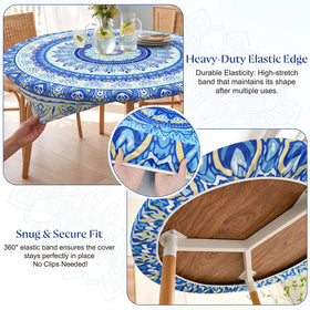 MHJY round tablecloth waterproof finish protecting the table during spills.