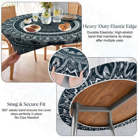 MHJY waterproof round tablecloth protects surfaces from spills and stains.