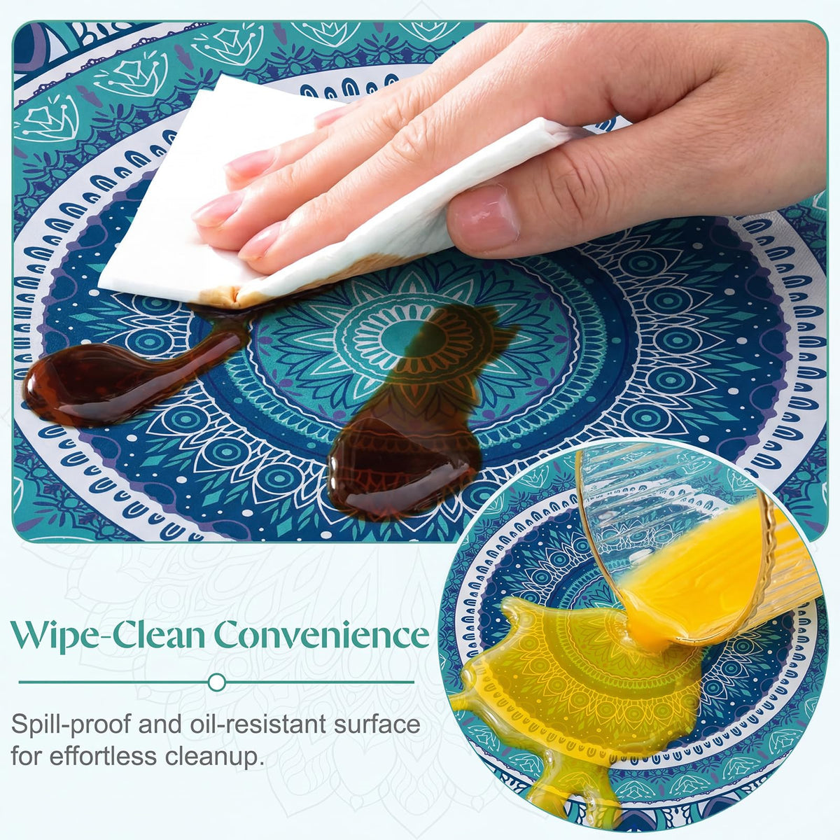 MHJY wipe-clean fabric for quick spill cleanup.