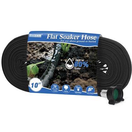 MHMHM Flat Soaker Hose 10ft overview for precise garden irrigation and water savings.