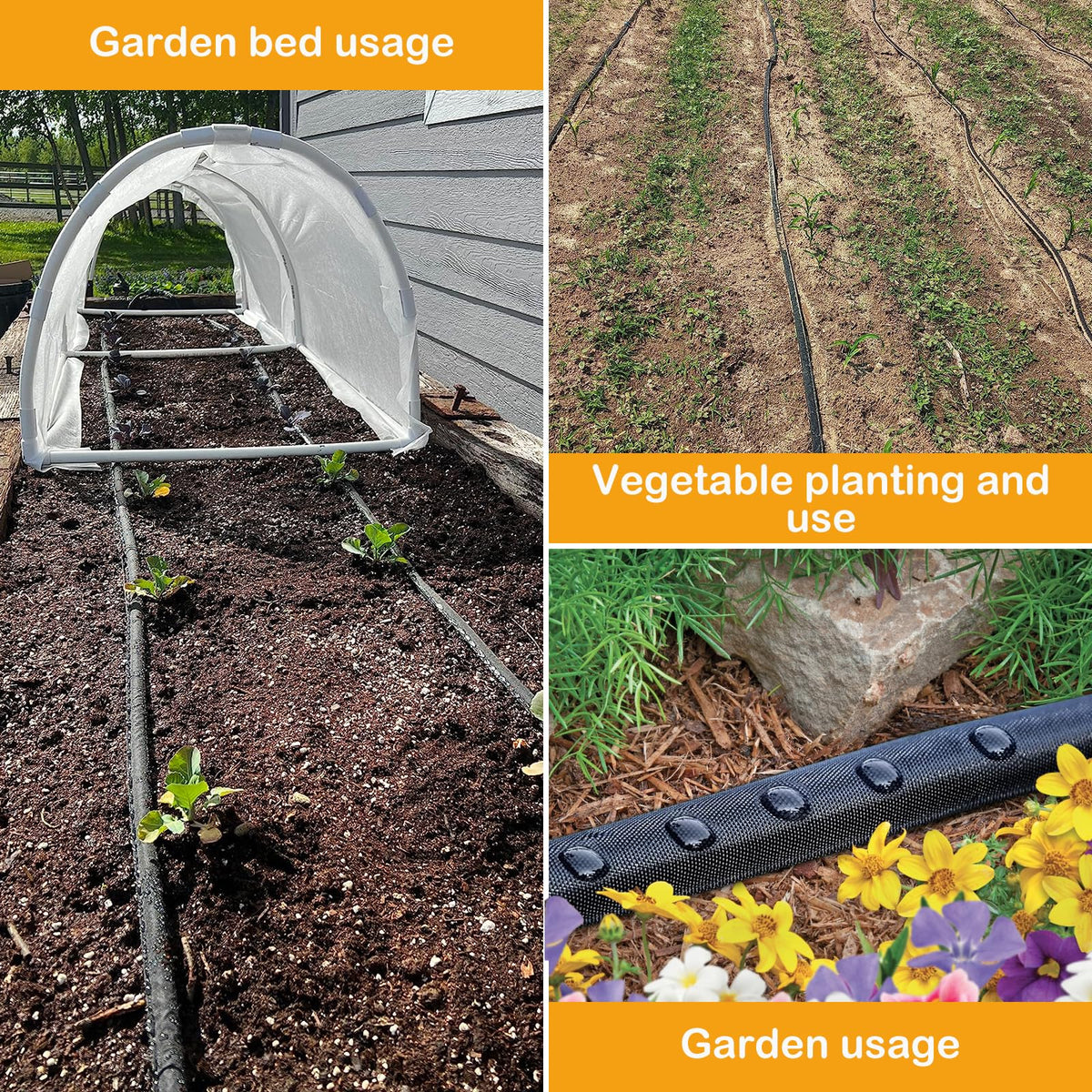 MHMHM 20ft irrigation hose suitable for gardens, lawns, and flower beds.