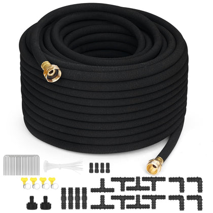 MHMHM heavy-duty soaker hose 100ft in action for garden beds watering