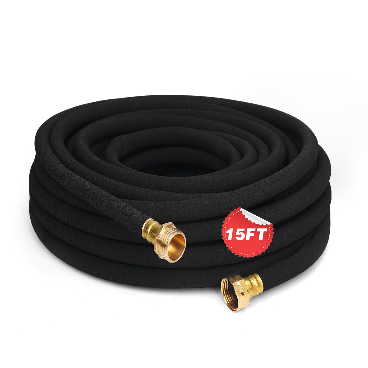 MHMHM heavy-duty soaker hose 15ft shown in a lush garden bed for efficient irrigation.