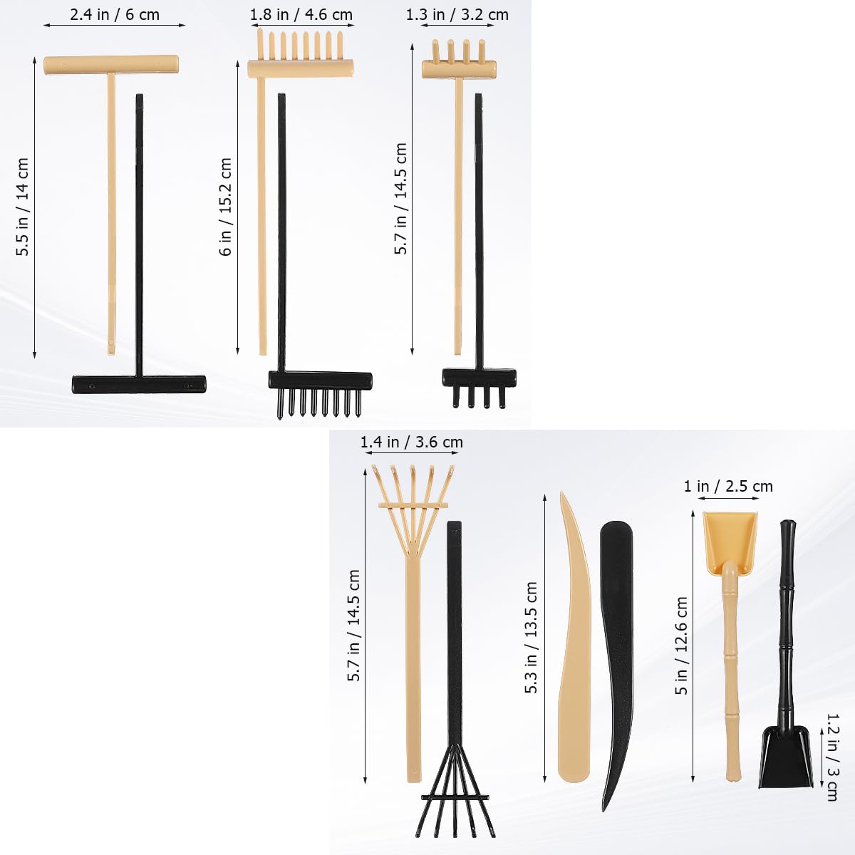 MHYGKTXRA beige plastic zen garden tools for precise line work and waves.