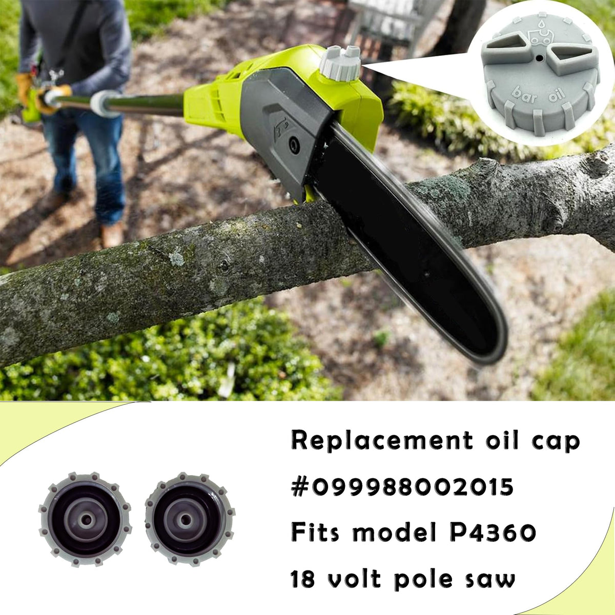MHYYT oil cap for Ryobi P4360; threaded fit checked for proper seal.