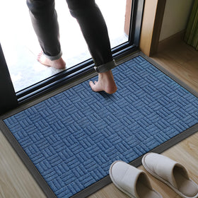 Mibao blue durable door mat ideal for patio and garage entrances.