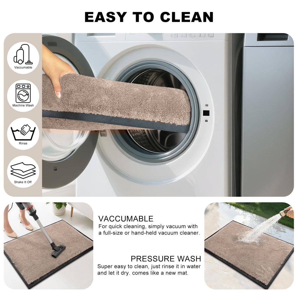 Mibao Dirt Trapper easy to clean with vacuuming or hose rinse.