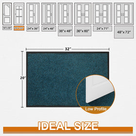 Mibao blue mat with non-slip backing prevents movement at entryway.
