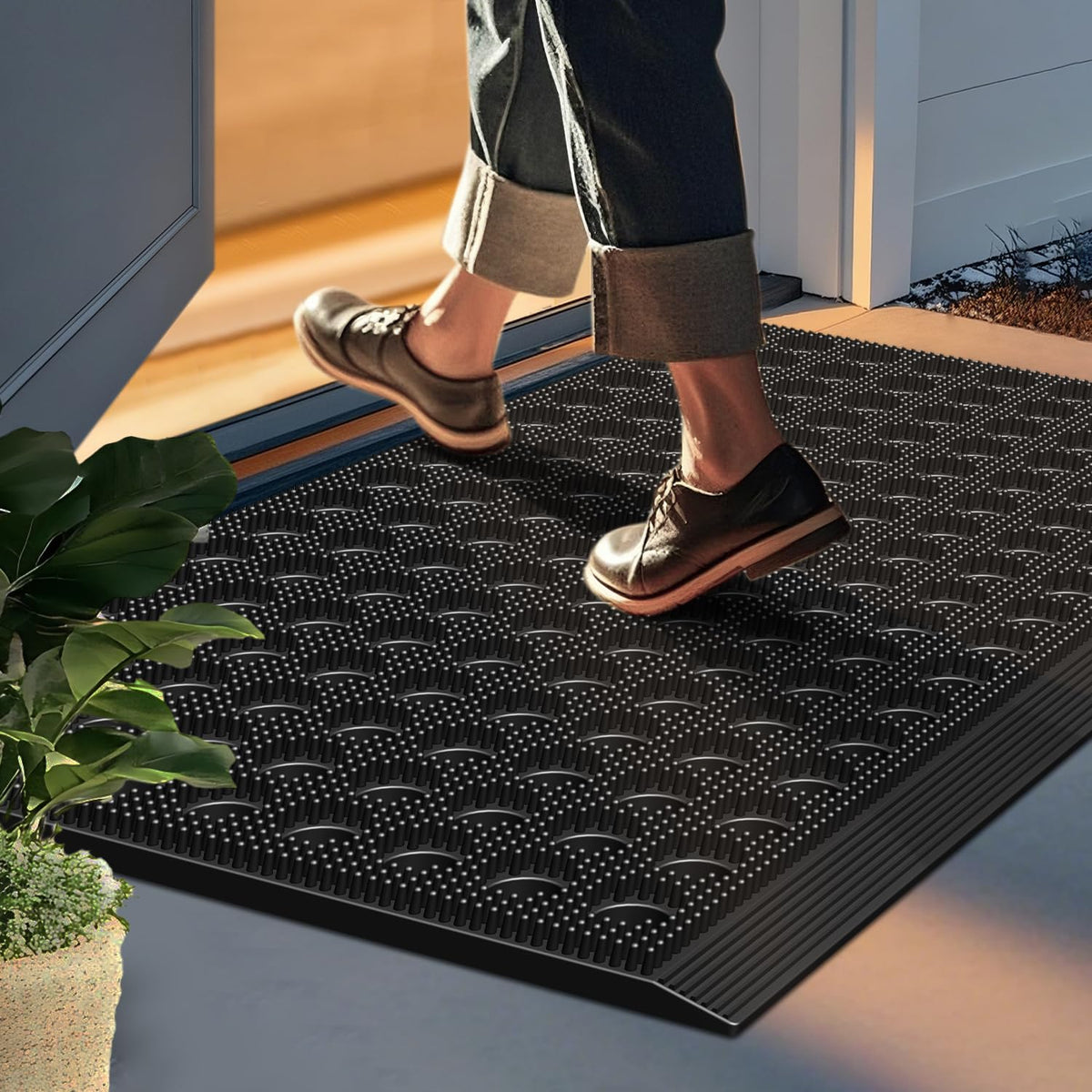 Mibao entrance mat dimension 17x29-5 inches in black.