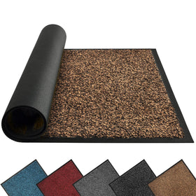 Mibao dirt-trapper front door mat in brown traps dirt at the threshold.
