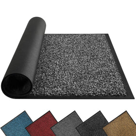 Mibao front door mat in grey traps dirt at the threshold to protect floors
