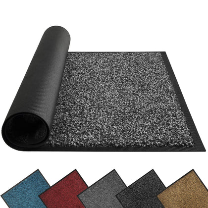Mibao front door mat in grey traps dirt at the threshold to protect floors