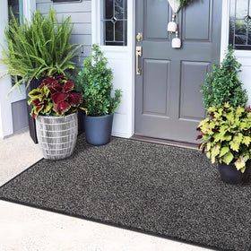Mibao front door mat dirt trapper captures mud at the threshold for cleaner floors.