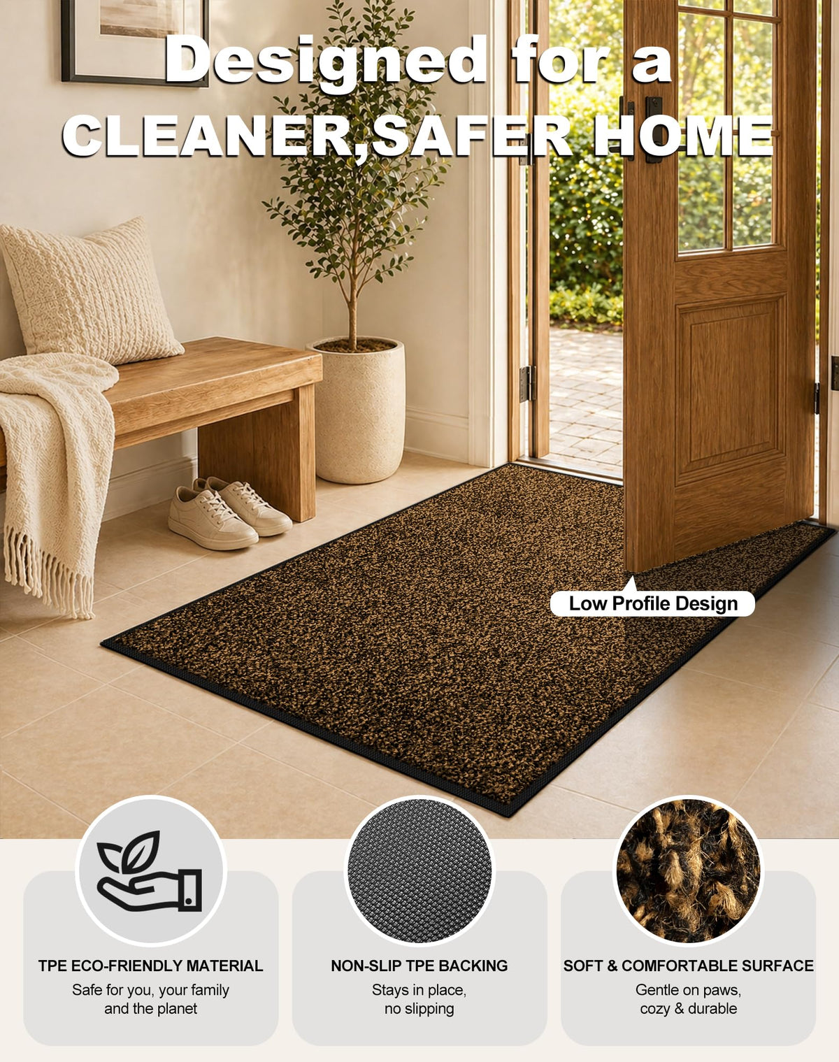 Mibao front door mat durable polypropylene fibers withstand daily foot traffic