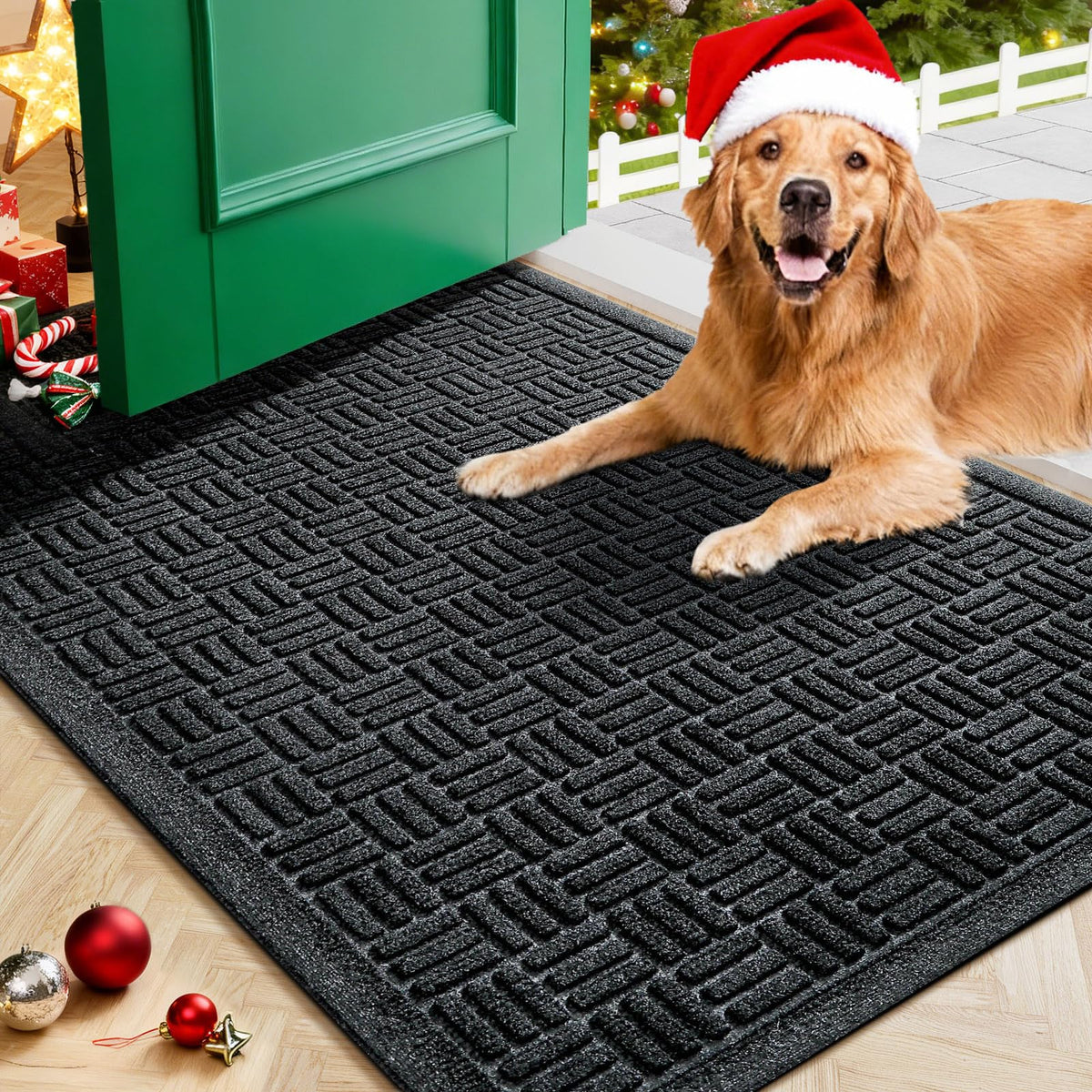 Mibao front door mat at entrance, trapping dirt to protect floors