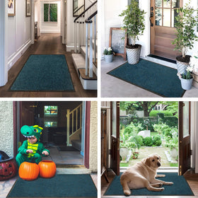 Mibao Front Door Mat low-profile blue blends with decor