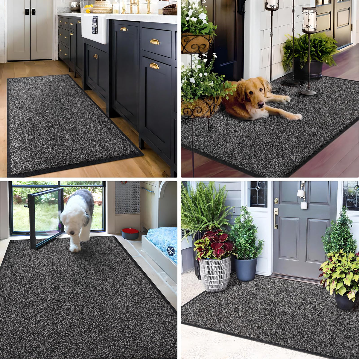 Mibao front door mat low-profile rug fits under doors without snagging.