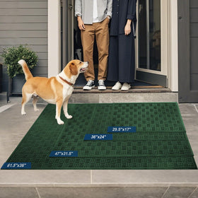 Mibao front door mat with non-slip backing stays flat on slick floors.