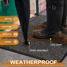 Mibao front door mat non-slip backing prevents slips on wet floors.