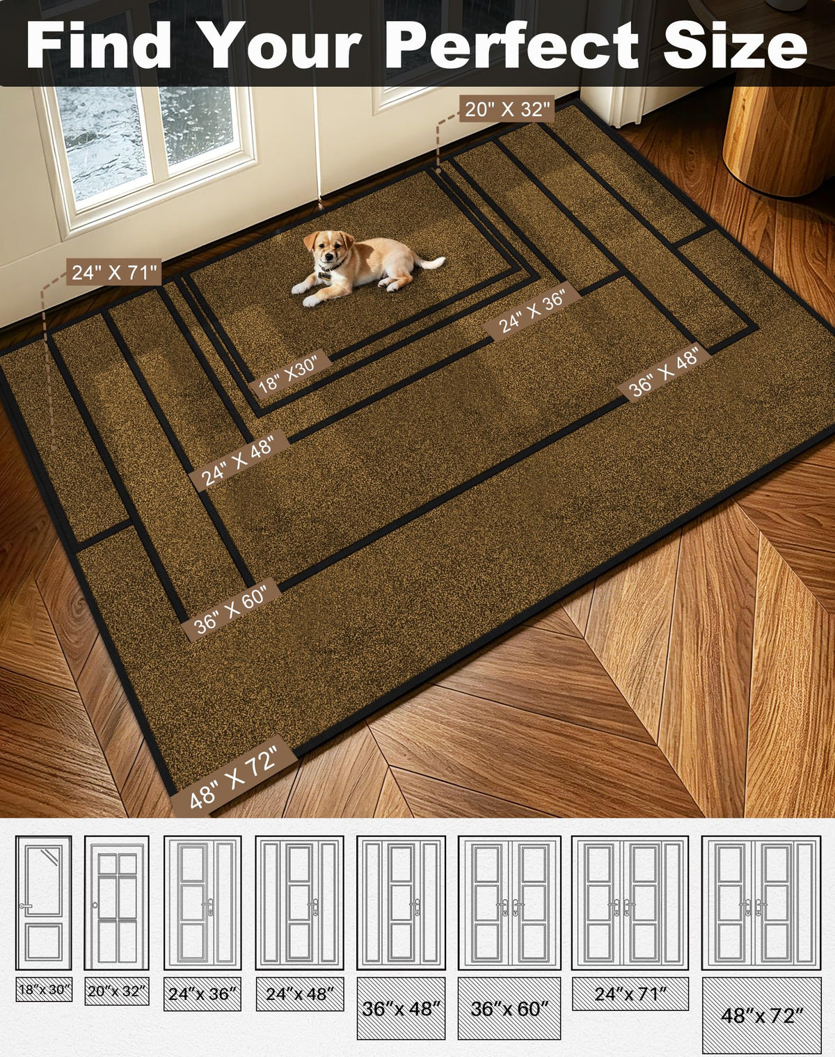 Mibao mat with rubber backing keeps it in place on wet doorsteps
