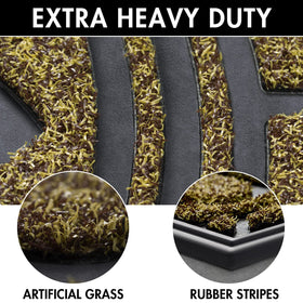 Mibao grooved polypropylene surface scrapes dirt from shoes.