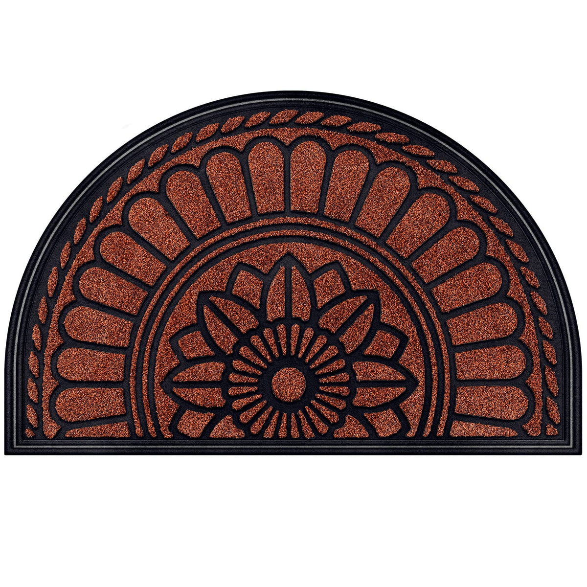 Mibao half-round door mat front view showcases durable rubber for entryways.