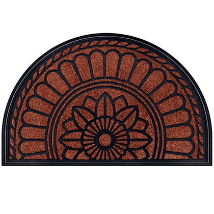 Mibao half-round door mat front view showcases durable rubber for entryways.
