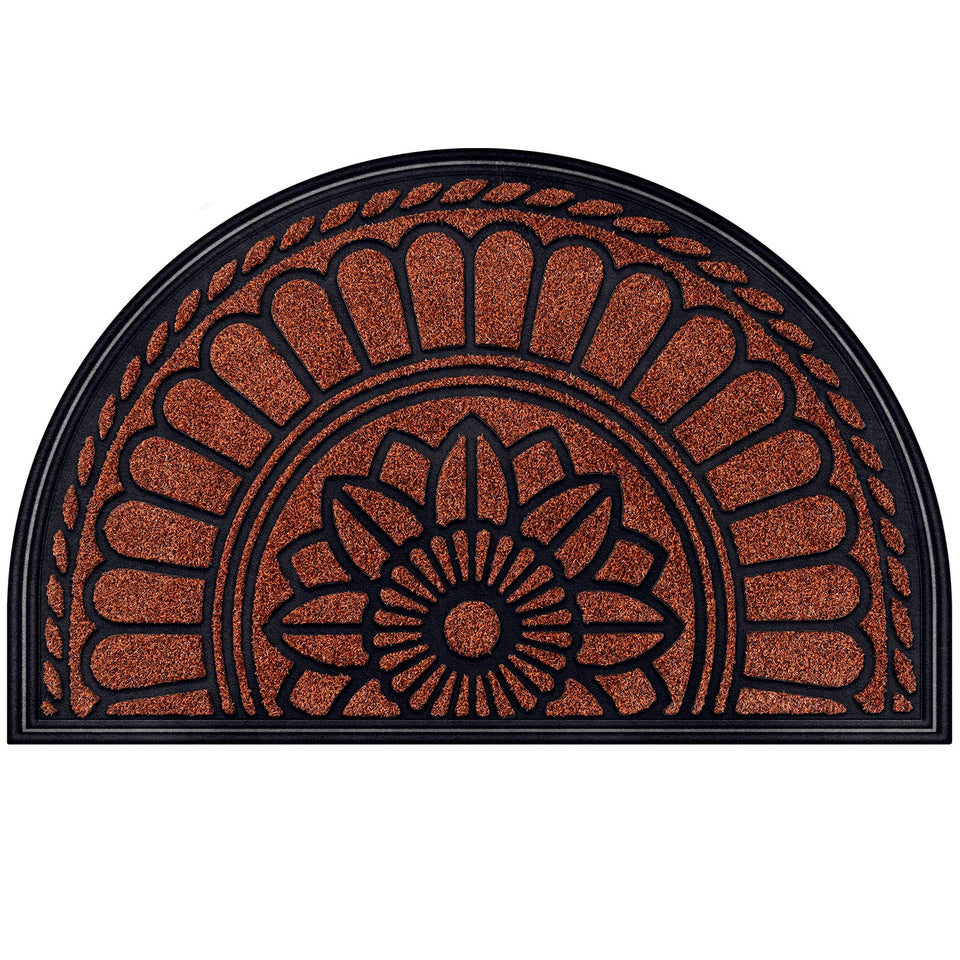 Mibao half-round door mat front view showcases durable rubber for entryways.