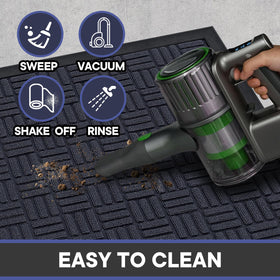 Mibao heavy-duty doormat features a low-profile design for easy door clearance.