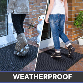 Mibao navy front mat withstands weather and high traffic for years.