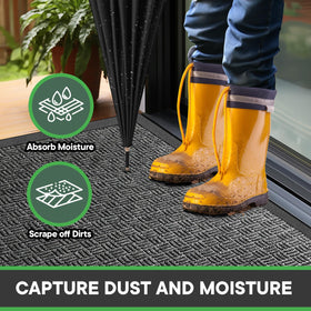 Mibao outdoor-indoor doormat with low-profile design avoids door snag.