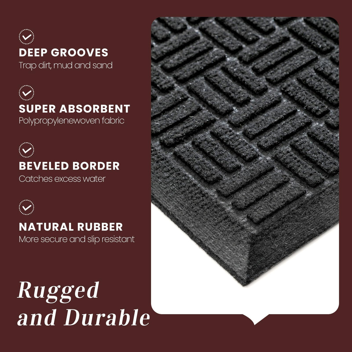 All-season mat for outdoor and indoor use.