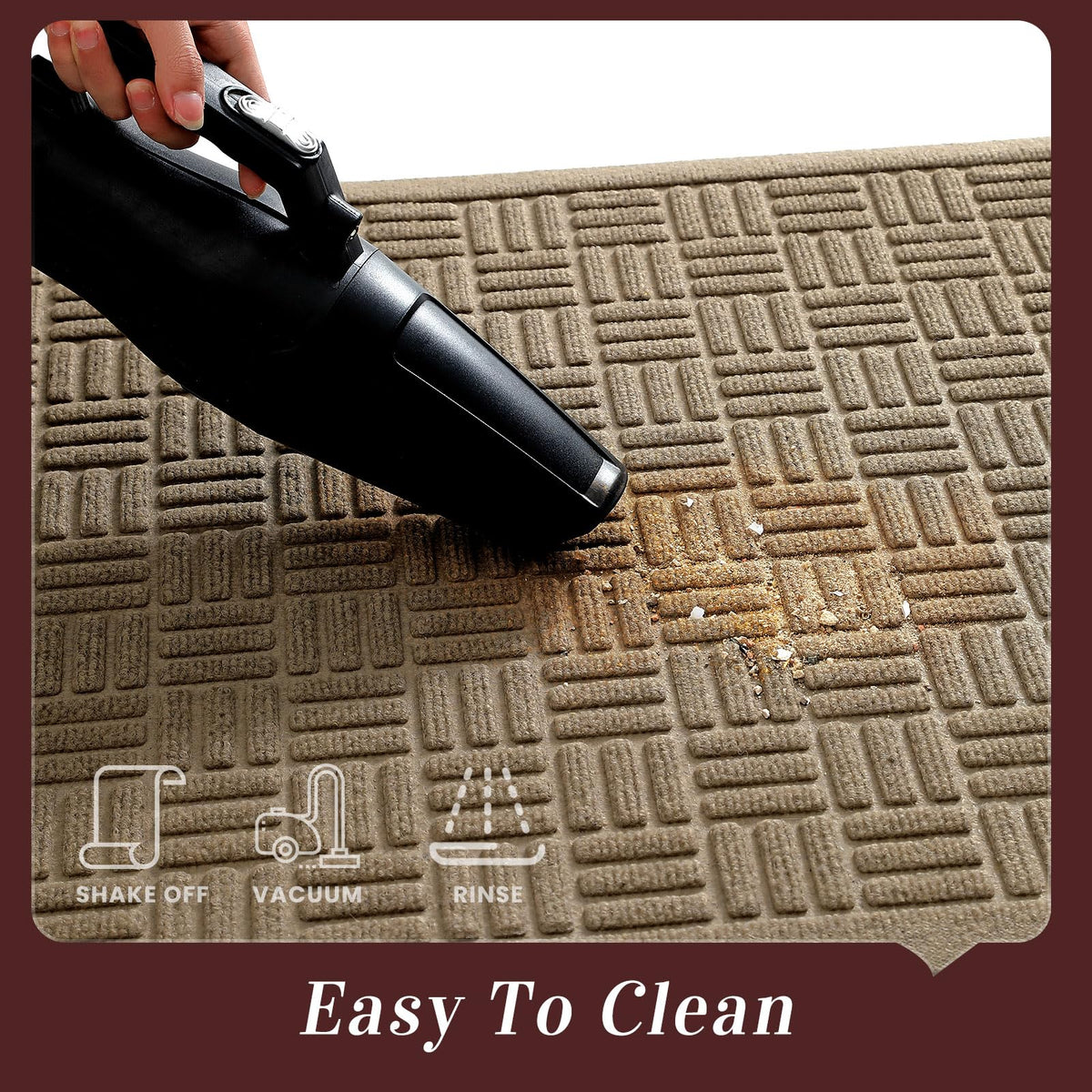 Mibao all-weather welcome mat withstands seasonal use while keeping dirt outside.