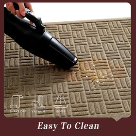 Mibao all-weather welcome mat withstands seasonal use while keeping dirt outside.