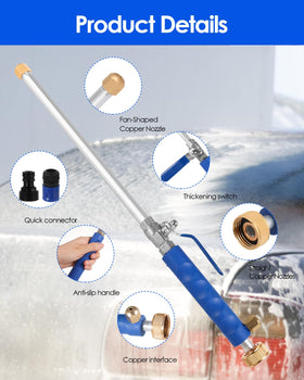 MIBIITTY fan nozzle for wide-area car and patio washing.