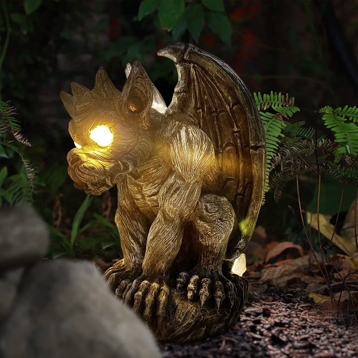 MIBUNG hand-painted resin gargoyle is weather-resistant for outdoor use.