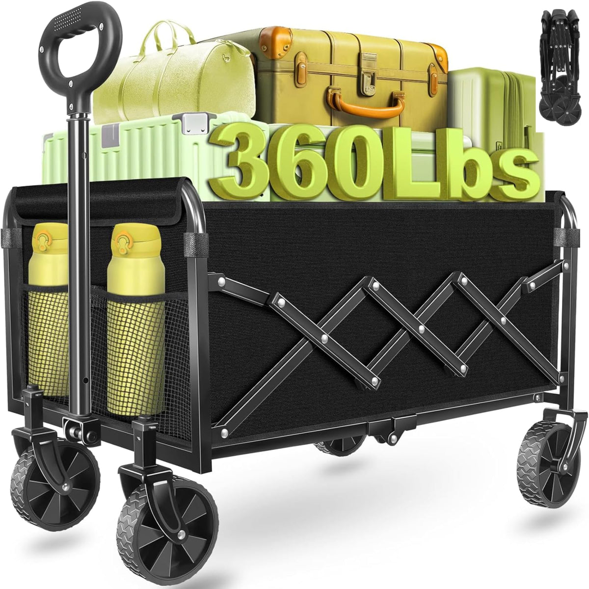 Micieitie foldable wagon in extended size ready for quick gear transport