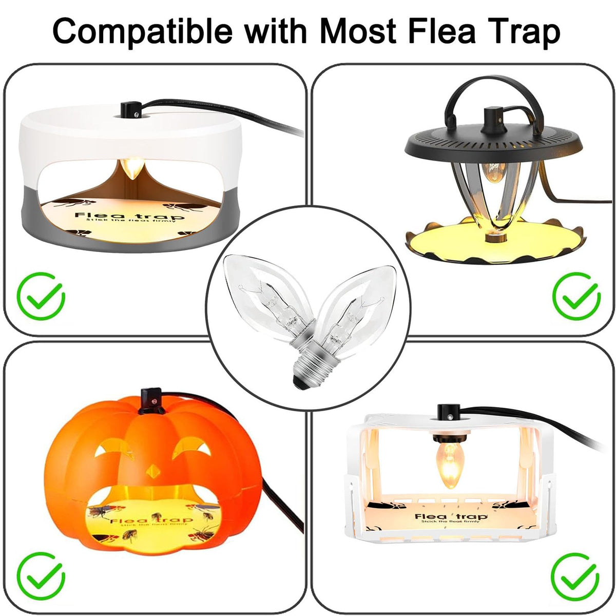 Micnaron flea-trap bulb 7W illustration highlights compact footprint.