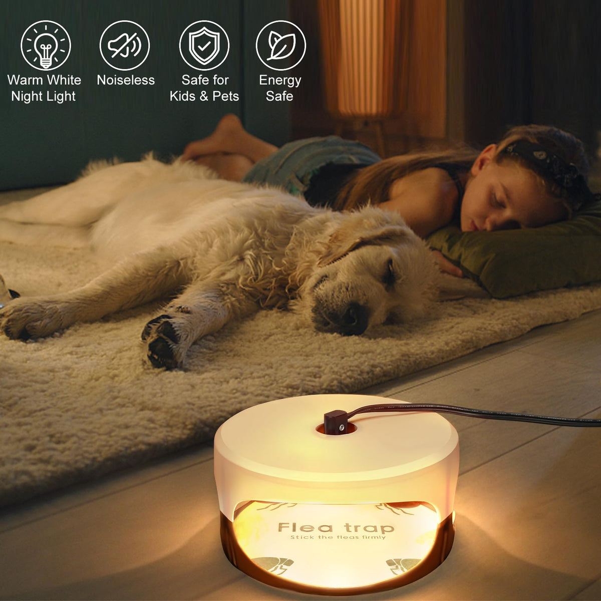 Micnaron flea-trap bulb with E12 base emphasizes broad compatibility.