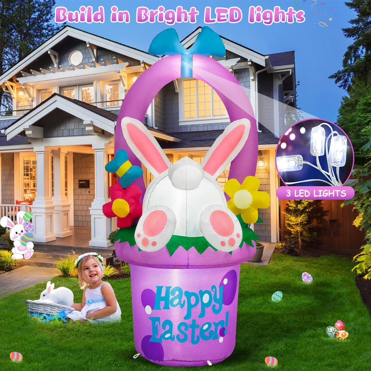 MICOCAH 210T fabric ensures durable, wrinkle-resistant Easter yard decoration.