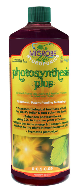 Microbe Life Hydroponics Photosynthesis Plus bottle boosts robust plant growth.