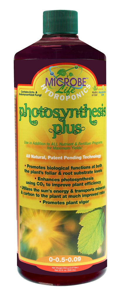 Microbe Life Hydroponics Photosynthesis Plus bottle boosts robust plant growth.