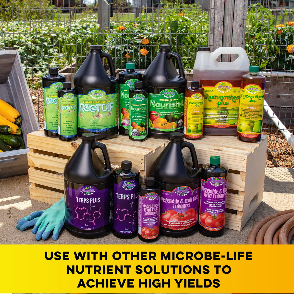 Microbe Life Hydroponics Photosynthesis Plus dosage cup demonstrates easy feeding measurement.