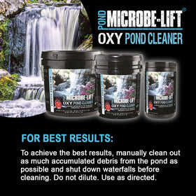 Microbe-Lift OPCSM pond care system visuals with companion products.